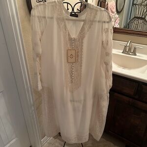 Elegant White Lace Tunic Dress - Kurta Trouser - NWT